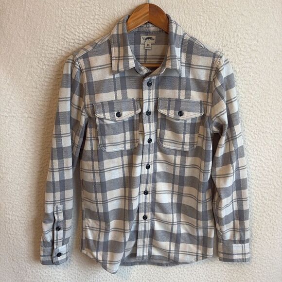J Crew Seaboard soft-knit shirt in plaid Mens XS Cream Grey - Picture 1 of 7